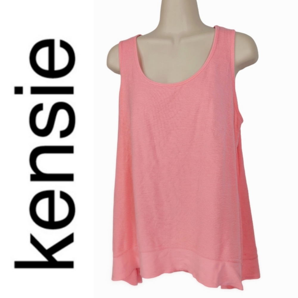 KENSIE Performance Keyhole Back Waffle Knit Active Tank Sz XL